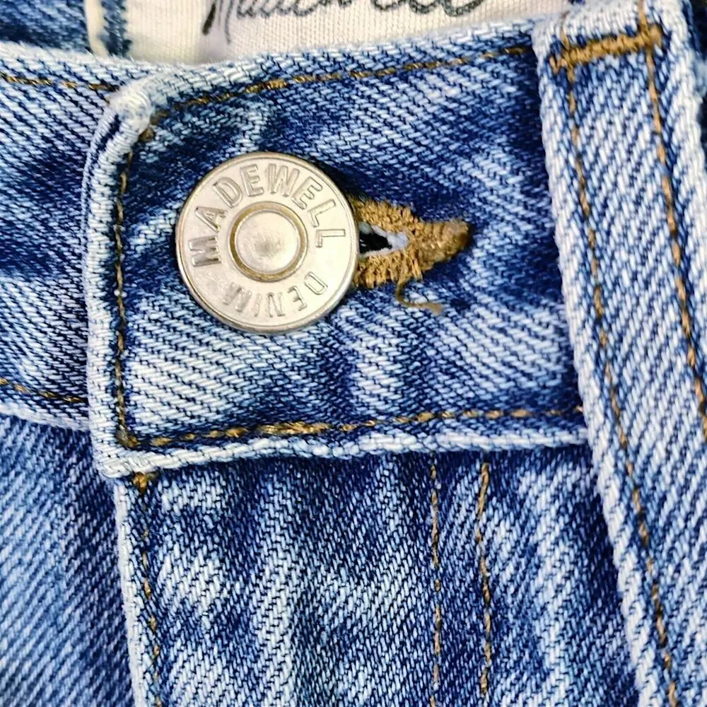 Madewell The Dad Jeans Blue Size 24 Distressed Heritage Denim - Picture 10 of 14
